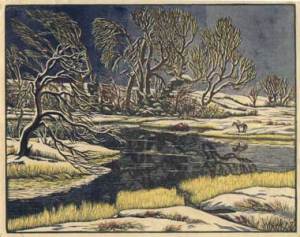 Childe Rowland (colour wood engraving, Gwen Raverat)